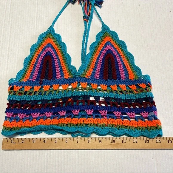 Colorful Crochet Knitted Halter Top - Picture 7 of 8